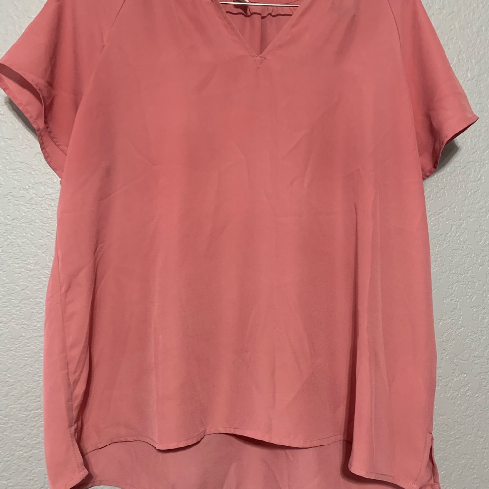 Old Navy Coral Pink V-Neck Short Sleeve Blouse